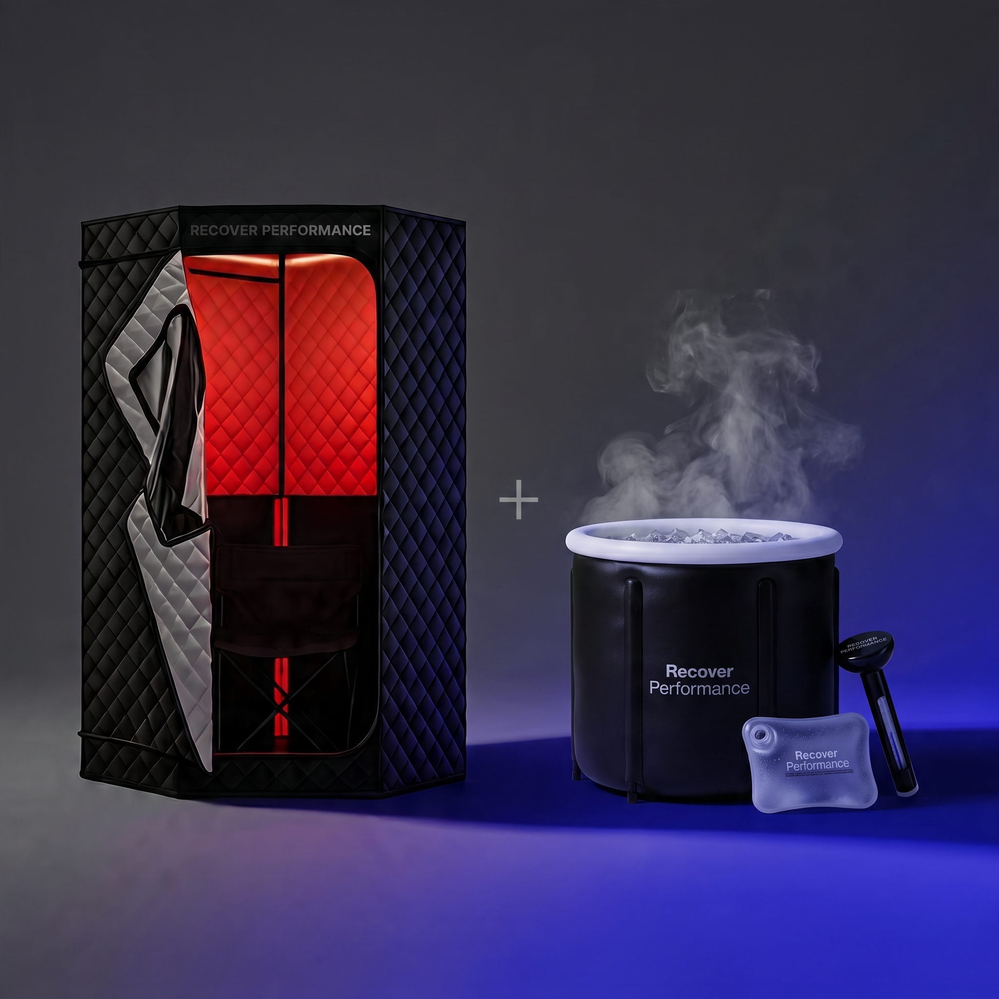 RECOVER PERFORMANCE Therapy Bundle  Infrared Sauna + Ice Bath Barrel + Accessories