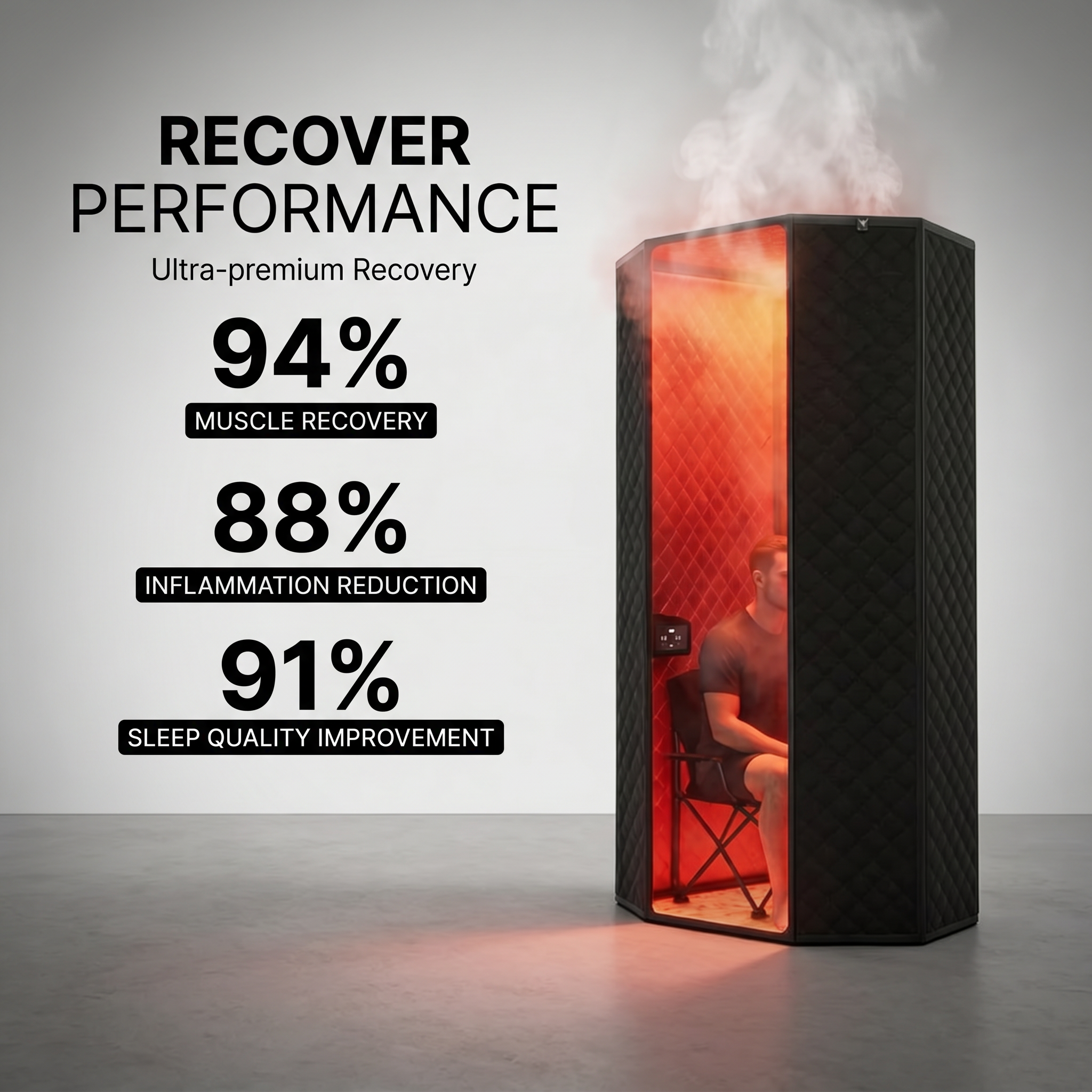 RECOVER PERFORMANCE Powered by PowerPro™ Heat Sauna® 185°F At-Home Sauna