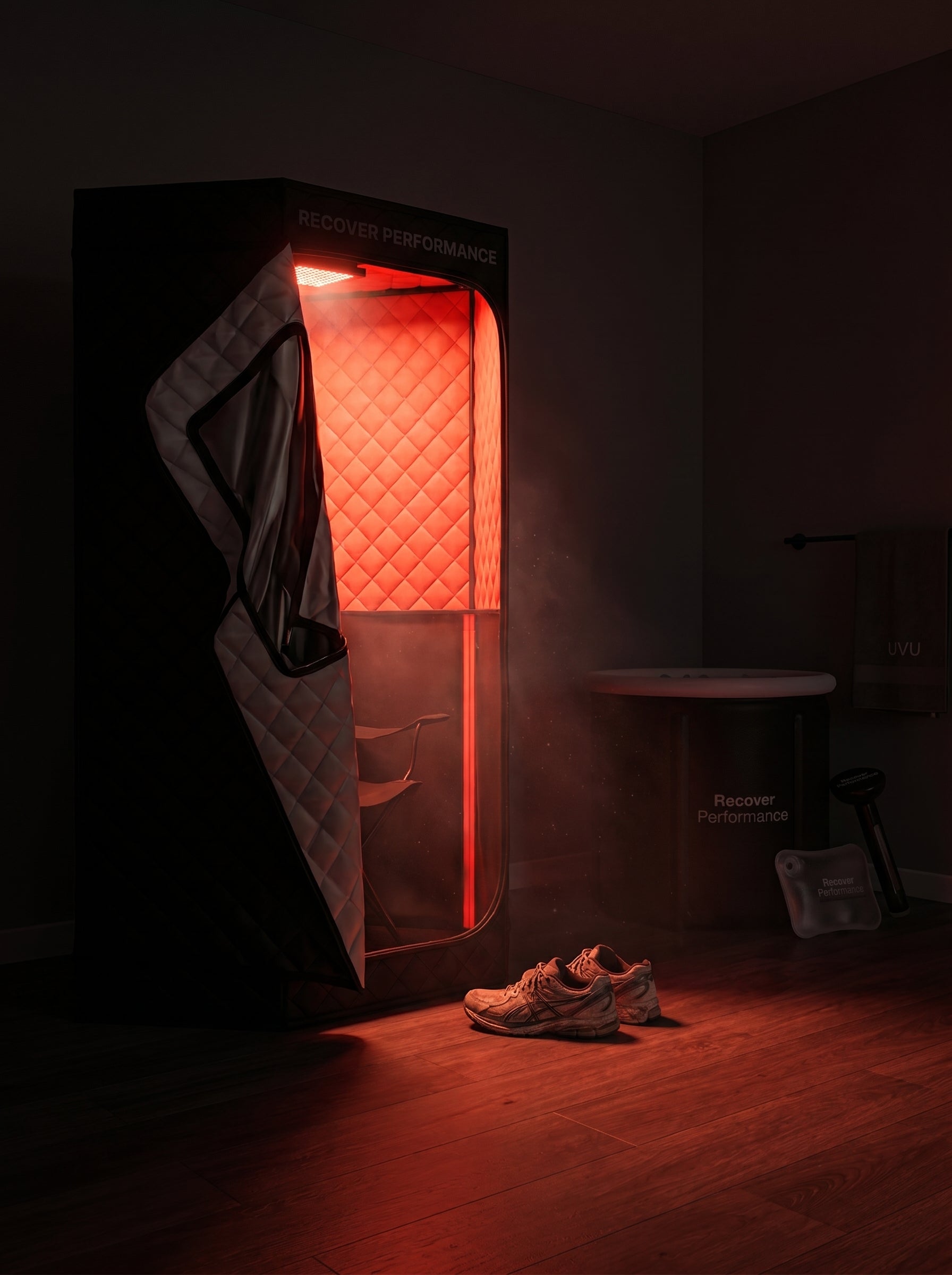 RECOVER PERFORMANCE Therapy Bundle  Infrared Sauna + Ice Bath Barrel + Accessories